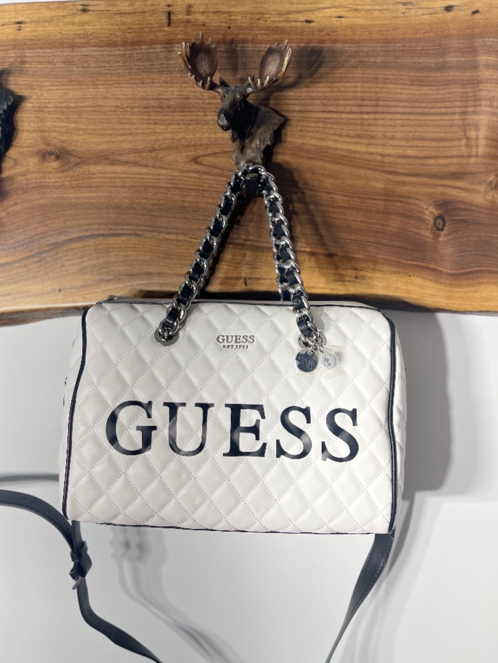 Guess Quilted White & Black Tote Bag- Brand New